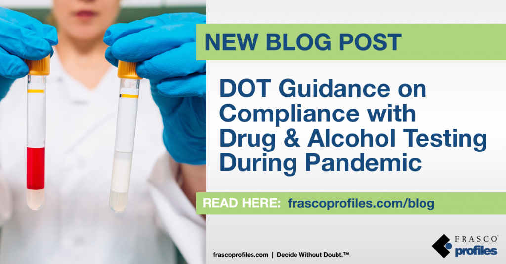 DOT Guidance on Compliance with Drug and Alcohol Testing During Pandemic