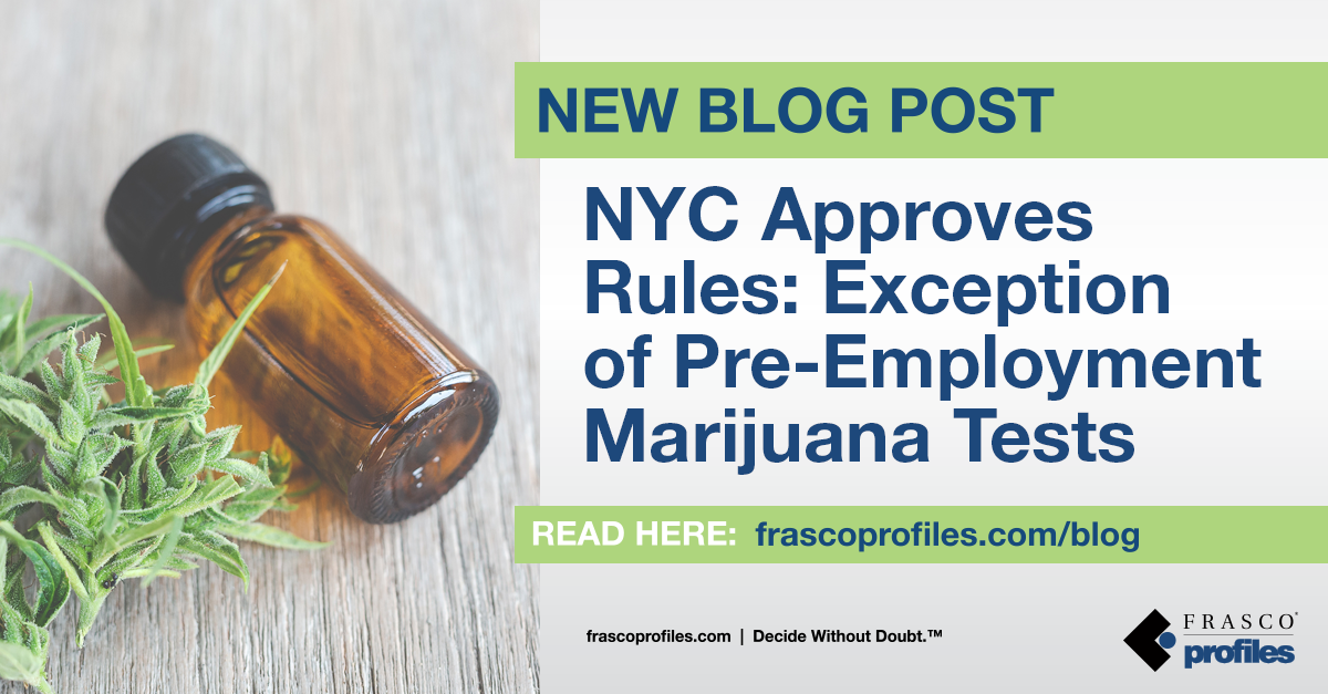 NYC Approves Rules Explaining Exception of Pre-Employment Marijuana Tests