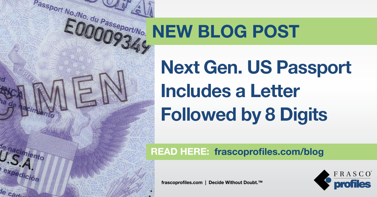Next Generation US Passport Includes a Letter Followed by 8 Digits